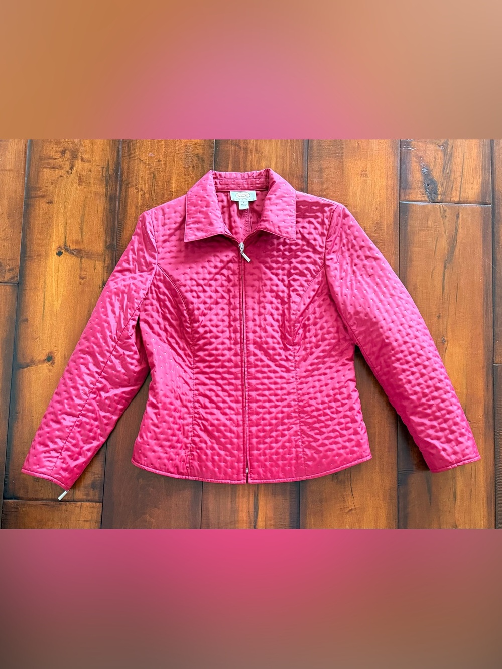 Talbots Quilted Zip-Front Jacket in Red